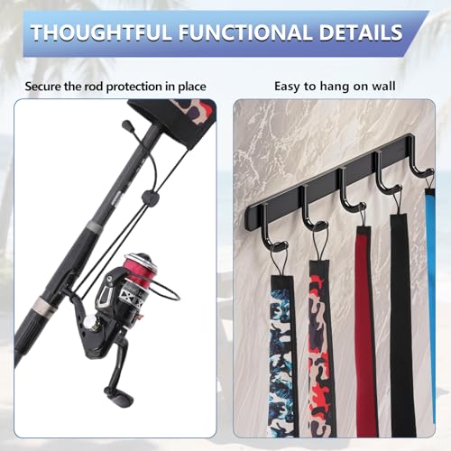 2Pcs Neoprene Fishing Rod Sleeve for Casting, Trolling, Spinning Rods – Lightproof & Puncture Resistant Rod Cover - color: Green Camo, size: 58" - 2Pcs