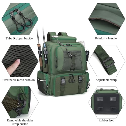 WANOON Fishing Tackle Storage Bags - color: Army Green, size: 45L-Without Tackle Boxes