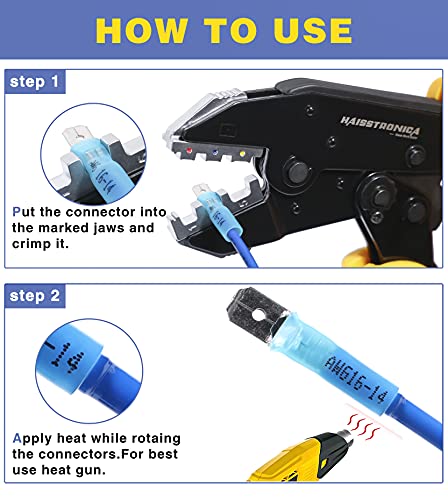 haisstronica 150PCS Yellow Heat Shrink Female Spade Connectors,AWG 12-10 Heat Shrink Female Spade Terminlas Kit,Speaker Wire Connector, Electrical Quick Disconnect Wire Connectors - color: Yellow, size: AWG 12-10 Female 150PCS