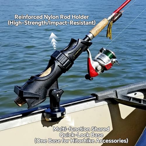 HITORHIKE Fishing Rod Holder Universal Fit Kit Allows for 360-degree Adjustment Kayak Fishing Boat Powerlock Rod Holder - style: Fishing Rod Holder X2+side Mount X2