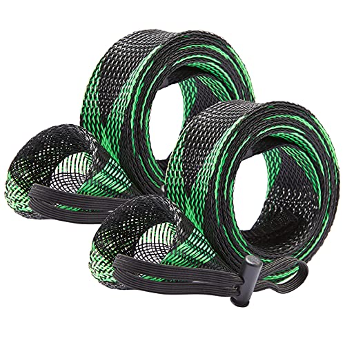 BASSDASH Casting Spinning Fishing Rod Sleeves Protective Rod Socks for Fishing Poles Up to 7-1/2ft - color: Black & Green - 2pcs, size: For Casting Rod up to 7-1/2 ft