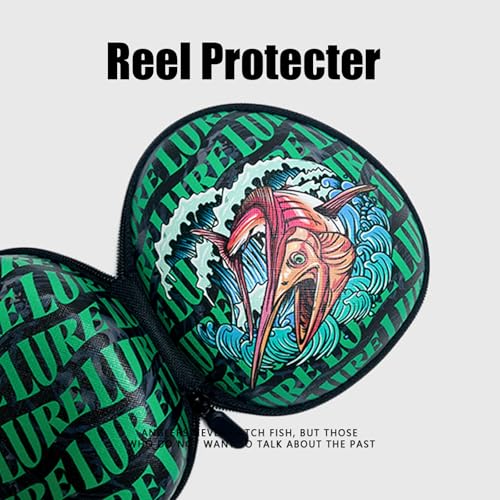 Fishing Reel Bag for Spinning Baitcasting Conventional Fly Fishing Reels – Portable Tackle Organizer Storage Bag Small Fishing Reel Case Spinning Reel Cover Fly Fishing Gear UV Printing (pine green) - color: pine green