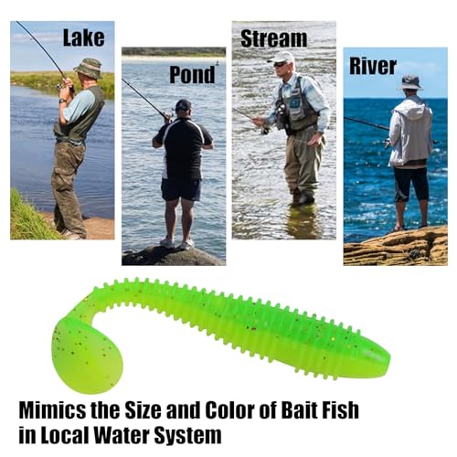 Paddle Tail Swimbaits, 2.5 inch/3inch Soft Lures Fishing Trout Crappie Bass for Freshwater and Saltwater 75PCS/60PCS - color: Green Bean, size: 2.5 inch, 75 PCs
