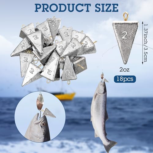 Shimeyao 18 Pieces Pyramid Sinkers Fishing Weights Triangle Fishing Sinkers Rig Pyramid Sinker for Ocean Saltwater Surf Bass Casting Gear Tackle - size: 2 oz