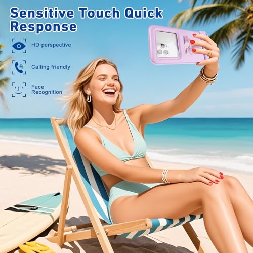 Waterproof Phone Pouch Floating, IPX68 Waterproof Phone Case for Beach Kayak Cruise Essentials, Dry Bag for iPhone 17 16 15 Pro Max Samsung S26 S25 S24, Up to 7", Purple Letter - color: Purple Letter