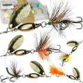Trout Lures Rooster Bait Tail Fishing Spinnerbaits, Brass Hard Metal Spinner Baits Trout Fishing Lures for Bass Salmon Pike Freshwater Saltwater Lake River - color: B2-5pcs-1/4oz