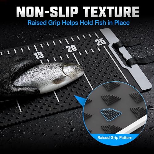Large 29" Fish Fillet Mat with Storage Bag, Non-Slip Fish Cleaning Mat with 25" Integrated Ruler, Portable Fish Fillet Board for Cutting and Cleaning