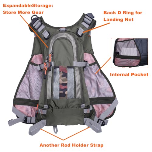 Kylebooker Fly Fishing Vest Pack Adjustable for Men and Women - color: Army Green (Backpack)