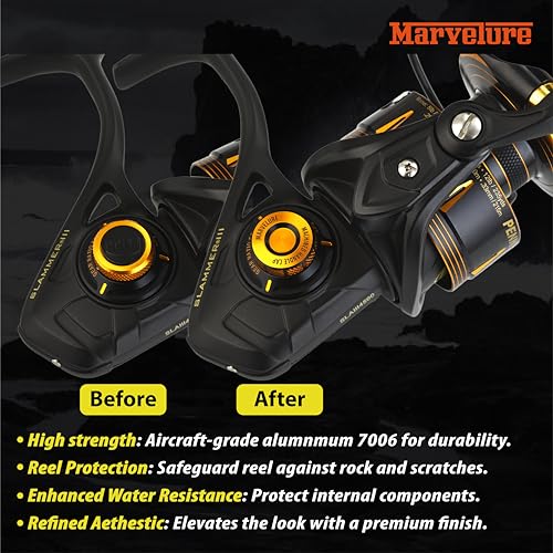 Bearing Cover Handle Cap Compatible for Penn Spinfisher VI VII, Slammer III IV Spinning Reels - color: Gold Black, size: For Slammer/Spinfisher 5500-8500