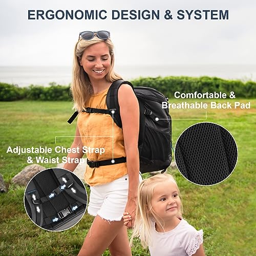 SPARTER Backpack Cooler Insulated Leak Proof 33/49 Cans, 2 Insulated Compartments Thermal Bag, Portable Lightweight Beach Travel Camping Lunch Backpack for Men and Women - color: Black, size: 49 Can