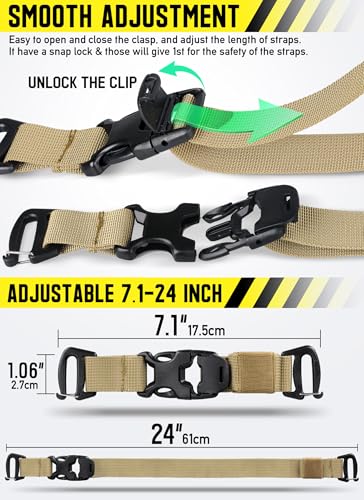 Molle Tactical Backpack Straps 24" Adjustable, Rush Tier System Molle Accessories for Military Assault Backpack Army Rucksack Attachment Nylon Compression Tie Down Strap for Tripod Gear, Sleeping Bag - color: Khaki 2Packs, style: Style B