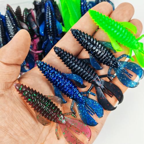 Fishing Soft Plastic Lures | Paddle Tail Swim Baits, Swim Baits for Bass Fishing, Paddle Tail, Crappie Lures - color: D-51PCS