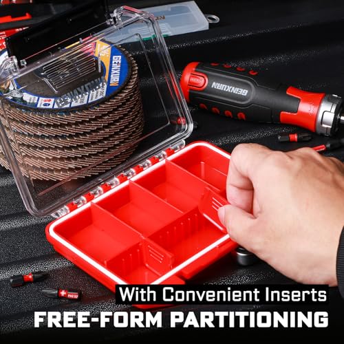 Geinxurn IPX4 Waterproof Small Storage Parts Organizer, Small Parts Case with Removable Dividers, Screwdriver Bit Set Box - style: DMBQC-7