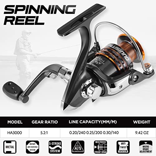 PLUSINNO Fishing Rod and Reel Combos - Carbon Fiber Telescopic Fishing Pole - Spinning Reel 12 +1 Shielded Bearings Stainless Steel BB - color: Full Kit with Fishing Tools, size: 1.8M 5.91FT