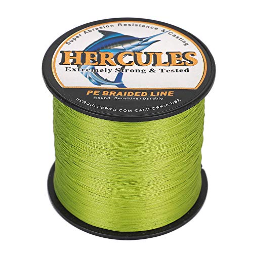 HERCULES Cost-Effective Super Cast 8 Strands Braided Fishing Line 10LB to 300LB Test for Salt-Water,109/328/547/1094 Yards(100M/300M/500M/1000M),Diam.#0.12MM-1.2MM,Hi-Grade Performance,Variety Colors - color: Army Green, size: 10LB-0.12MM-2187YDS(2000M)-8