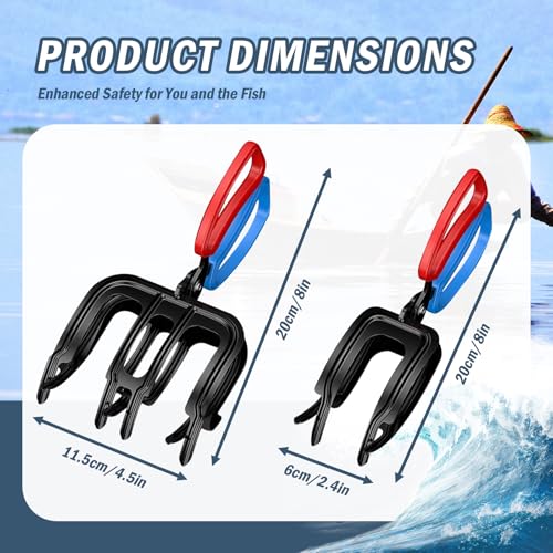 4 Packs 2/3 Claw Fish Gripper, Fish Grabber, Metal Fishing Pliers, Fish Grip Tackle Holder, Multifunctional Fishing Control Clamp, Forceps for Grip Most Freshwater