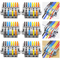 CESFONJER 4-in-8-out Lever Terminal Block Kit, Quad Input to Eight Output Splicing Connectors, DIN Rail/Screw Fix, 28-12AWG Conductor, 6 Pack with Mounting Hardware - color: set4
