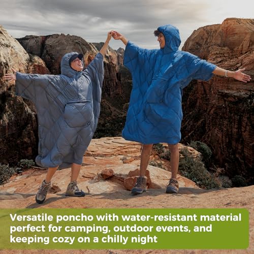 ATEPA Wearable Sleeping Bag Blanket Poncho, Recycled Water-Resistant Camping Poncho, Stadium Blanket for Outdoor Sports - color: Black