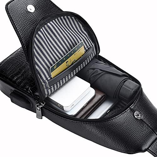Hebetag Leather Sling Bag Crossbody Backpack for Men Women Travel Outdoor Camping - color: #18black