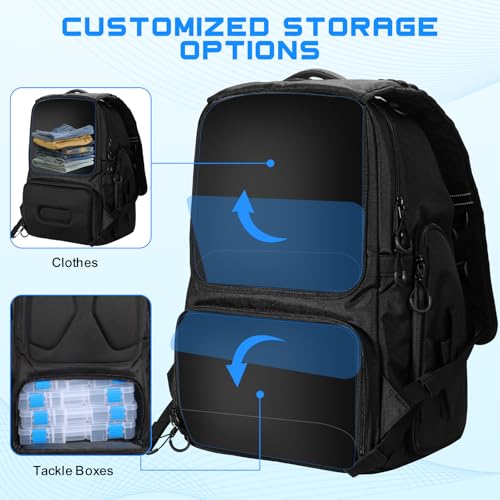50L Fishing Tackle Backpack with Removable Lure Wraps,2 Rod Holders Storage Fishing Gear and Equipment - color: B: 50L Backpack
