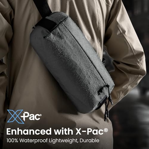 tomtoc Compact EDC Sling Bag 3L-10L, Minimalist Crossbody Bag Chest Shoulder Pack for Men Women, X-pac/Recycled Polyester - color: X-pac Gray, size: S(Fits iPad Mini)