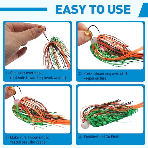 Silicone Jig Skirts 10/20pcs Spinnerbait Skirts with Tail Fishing Lure Skirts Replacement Quick Change Fishing Umbrella Skirts for Spinnerbaits Buzzbaits Bass Jig Lure Making Supplies - style: 10pcs