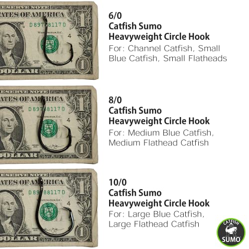 Heavyweight Catfish Hooks - Offset Octopus Circle Hooks - 25 Pack