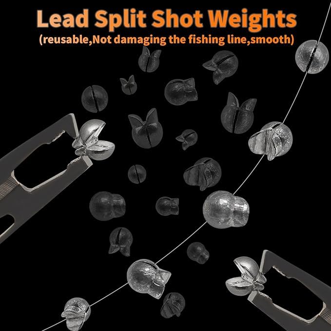 250/150pcs Split Shot Fishing Sinkers, Fishing Weights Sinkers Open Mouth Design Weights Clip Freshwater Saltwater Fishing Accessories - style: 150pcs Duckbill