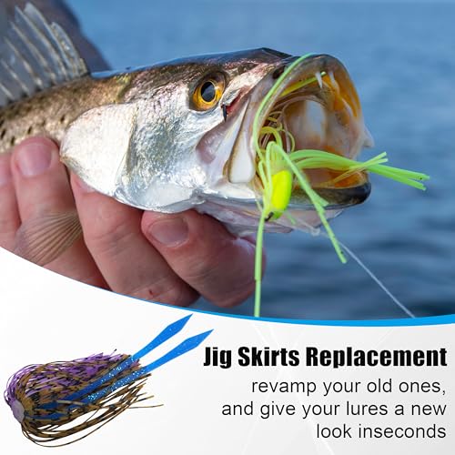 Silicone Jig Skirts Replacement Spinnerbait Skirts Fishing Lure Skirt Quick Change Umbrella Skirt for Spinnerbaits Buzzbaits Bass Fishing Jig Lure Making Supplies, 10/20pcs - color: 20 Packs