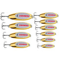 PROBEROS Fishing Spoons Lures Bass Baits Jigging Bait Tackle with Treble Hooks Hard Metal Spoon Fishing Lure Weight Pick 10 Pcs/Pack Silver Gold - color: 10PCS Gold, size: 10/14/18/21/28/32/35/40/50/60G-Mix 10PCS