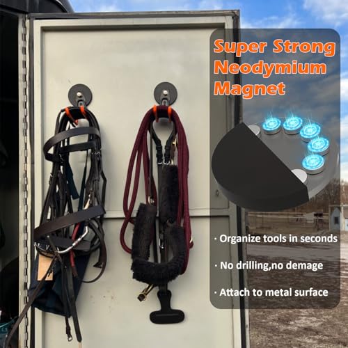 MUTUACTOR Strong Magnetic Hooks,2pcs Metal Large Magnet Hooks for Tool Organizer,Heavy Duty Magnetic Hooks for Cordless Drills,Garden Hoses,Work Bench,Impact Drivers,Tool Box,Chest or Metal Cabinet - style: 3.46in Magnet L Red Hooks 2PCS