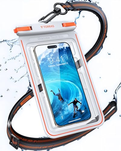 TORRAS IPX8 Waterproof Phone Pouch Floating, Underwater Screen Touchable, Water Proof Case with Lanyard for iPhone 17 Pro Max 16 S26, Cellphone Dry Bag Cruise Essentials 7.0 inch, White - color: 1 Pack-White