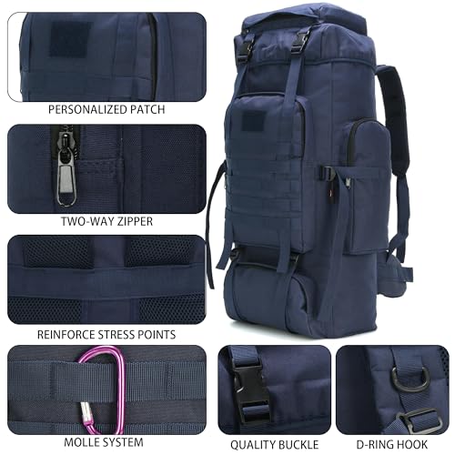 Hiking Backpack for Men 70L/100L Camping Backpack Military Rucksack Molle 3 Days Assault Pack for Climbing | Camping Backpack - color: 70l-navy
