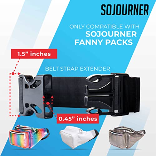 ONLY COMPATIBLE WITH SOJOURNER FANNY PACKS Fanny Pack Extender Belt Bag Adjustable Elastic Strap Buckle Waist Extender - color: Black Xtnd v2
