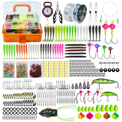 Freshwater Tackle Box, Fishing Tackle Storage with Orange Handle, Clear Plastic Container