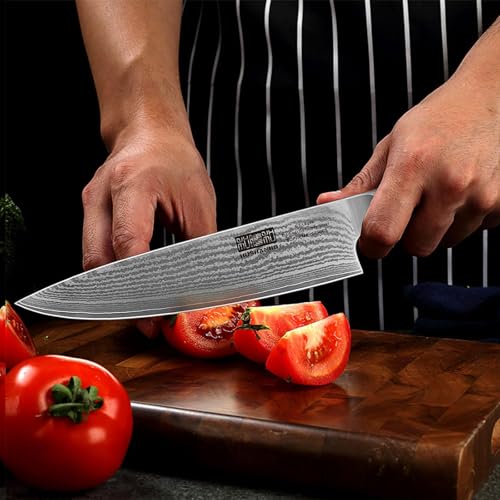 HOSHANHO Damascus Chef Knife 8 Inch, Professional 67 Layers 10Cr15CoMoV Super Steel Kitchen Knife, Ultra Sharp Japanese Knife with Durable Ergonomic Olive Wood Handle - style: 8 Inch Chef Knife