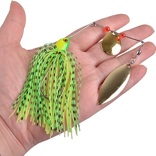 Fishing Lures Spinnerbait, Bass Fishing Lure Spinner Baits Kit Hard Metal Multicolor Buzzbait Spinnerbait Jigs for Bass Pike Trout Salmon - color: 12pcs Spinnerbaits