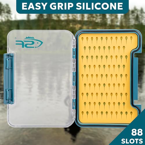 SF 3Pcs Slim Fishing Box Thin Trout Flies Plastic Clear Lid Yellow Silicone Waterproof Fly Fishing Box Small - style: Small-3PCS