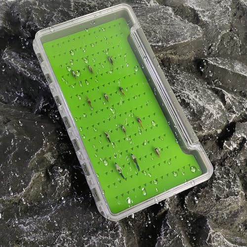 Aventik Waterproof Fly Box Clear Lid with Deep Design Silicone Tackle Box for Large Flies & Jig Heads Durable Lightweight Fly Fishing Storage Case(H048XLB-SF) - style: H048XLB-SF