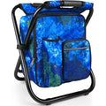 Kikerike Backpack Stool Cooler Chair Heavy Duty 300 LBS Max Load Portable Lightweight Stool Backpack Folding Fishing Cooler Seat for Camping Hunting Fishing - Ocean - color: Ocean