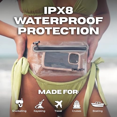 DRENCH 100% Waterproof Clear Bag | Touchscreen Waterproof Fanny Pack Crossbody Phone Case, IPX8 Underwater Pouch for Swimming, Beach, Concerts & Stadium Events | Fits iPhone 15 Pro Max | iPhone - color: Transparent Clear