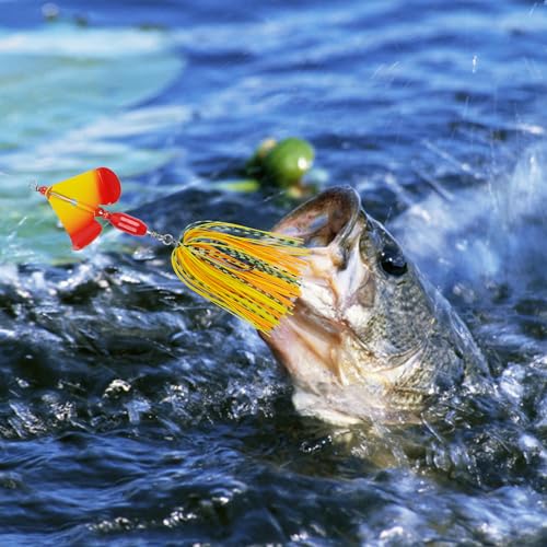 Spinnerbait Fishing Lures Kit Set, 6pcs Bass Fishing Buzzbait Multicolor Bass Trout Salmon Metal Spinner Baits Swim Jigs Freshwater Saltwater Fishing - color: Style B-6pcs
