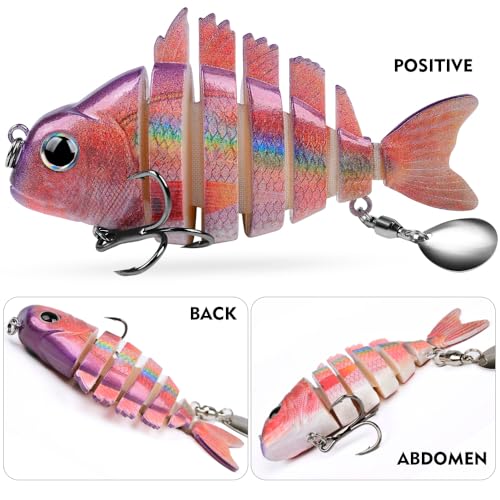 Crankbait Fishing Lure Pike Muskie Lures Lifelike Multi Jointed Swimbait Segement Hard Minnow Bait Treble Hook - color: HS078DEF-3pcs/set