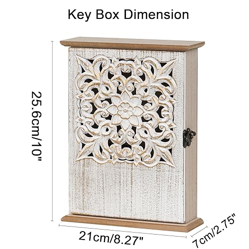 Key Holder for Wall Decorative Key Box Key Cabinet, Wooden Key Hooks Wall Mounted Key Hangers Rustic Key Rack with 6 Key Hooks for Home Office Entryway, Christmas Housewarming Gift - color: Retro Gold