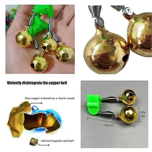 Fishing Rod Holders for Bank Fishing,Bank Fishing Rod Rack Stand,Fishing Pole Holders Ground, with Copper Fishing Rod Alarm Bell (4 Set Green)