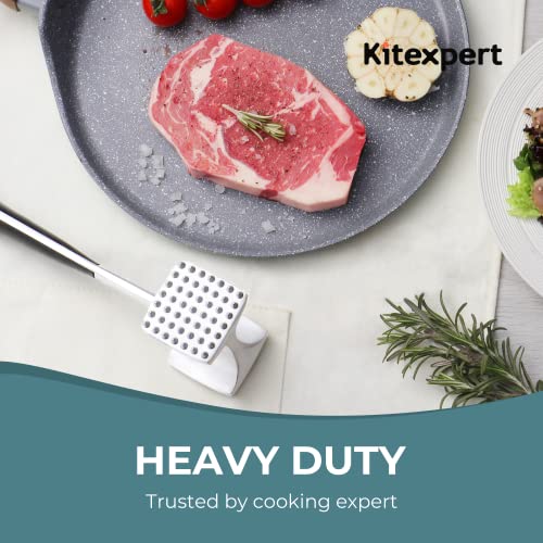 KITEXPERT Meat Tenderizer Hammer with Comfortable-Grip Handle, Dual-side Mallet for Kitchen, Heavy Duty Pounder For Tenderizing Steak, Beef and Fish - color: Silver