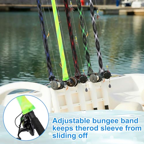 12 Pcs Fishing Rod Sleeves and Lure Wraps Fishing Rod Socks Pole Covers with Lanyard and 5.91 Inch Lure Covers for Fly, Casting, Sea Fish Rods Protector (Red) - color: Red