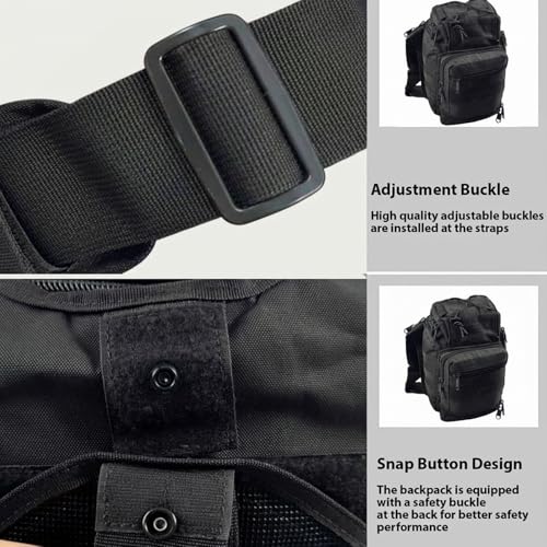 Tactical Sling Backpack for Men，Military Sport Bag Pack Sling Shoulder Backpack Tactical Crossbody Bag EDC Molle Assault Range Bag Chest Pack for Hiking Camping Outdoor - Black - color: Black