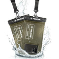 Pelican 2 Pack Marine Waterproof Phone Pouch (Regular) - Olive Green | Touchscreen IP68 Floating Waterproof Phone Case w/Detachable Lanyard - Fits All Phones - Beach Cruise Ship Travel Essentials - color: Olive Green - 2 Pack - Regular, size: Regular, sty