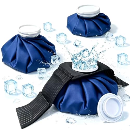 XIAEQOH【4 Sets】 Ice Bags for Injuries Reusable, Hot & Cold Therapy Ice Pack with Elastic Breathable Support Wrap, No-Leak Hot Water Bag for Pain Relief, Swelling, Headache & Migraine - color: Blue - 4 Sets